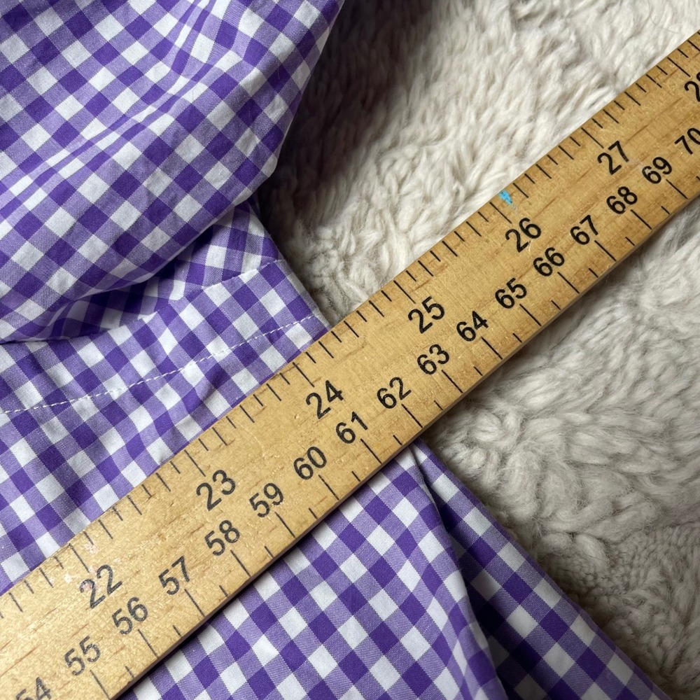 Ralph Lauren Mens XL Gingham Button Down Shirt PurpleWhite Long Sleeve Pony Logo - Picture 6 of 7